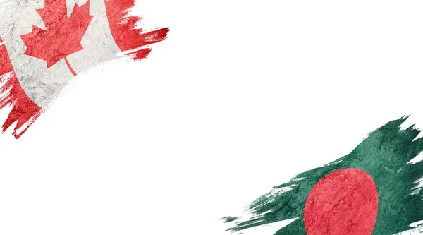 Vlaggen van Canada en Bangladesh op witte achtergrond — Stockfoto